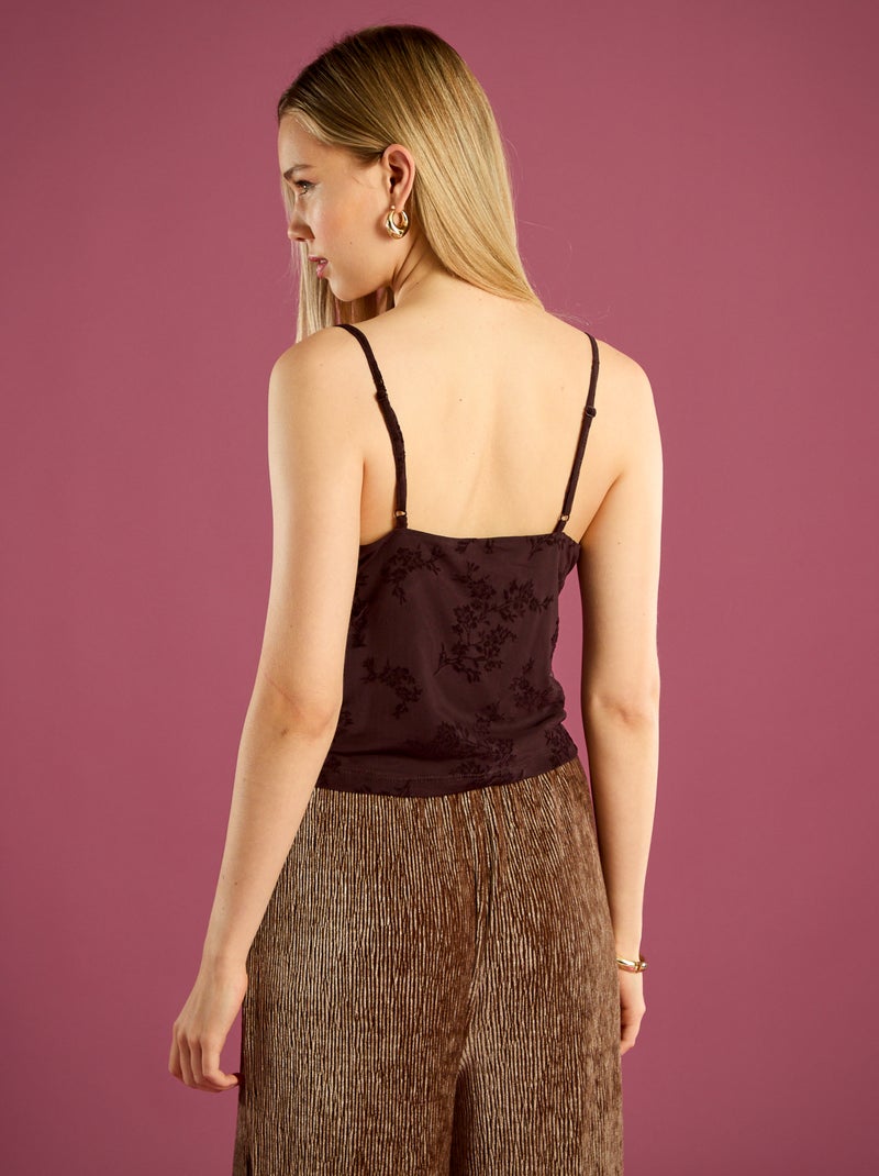 Top en tulle à motif fleuri Rouge - Kiabi