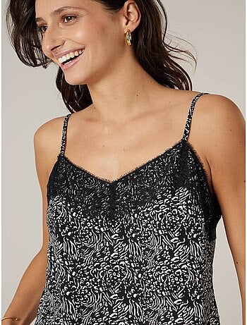 Top femme à bretelles imprimé graphique 'Deeluxe'