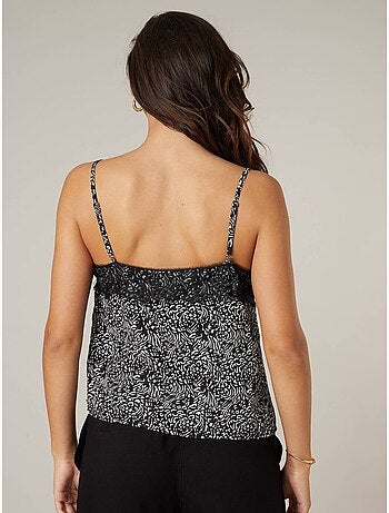 Top femme à bretelles imprimé graphique 'Deeluxe'