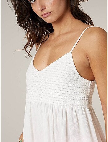 Top femme à bretelles smocké effet crochet 'Deeluxe'