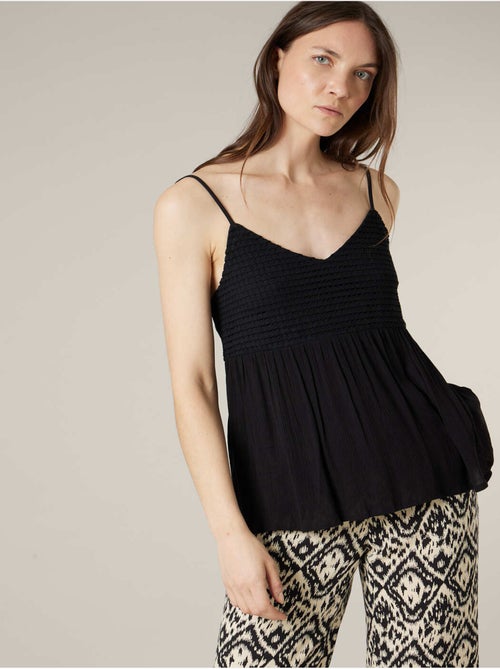 Top femme à bretelles smocké effet crochet 'Deeluxe' - Kiabi