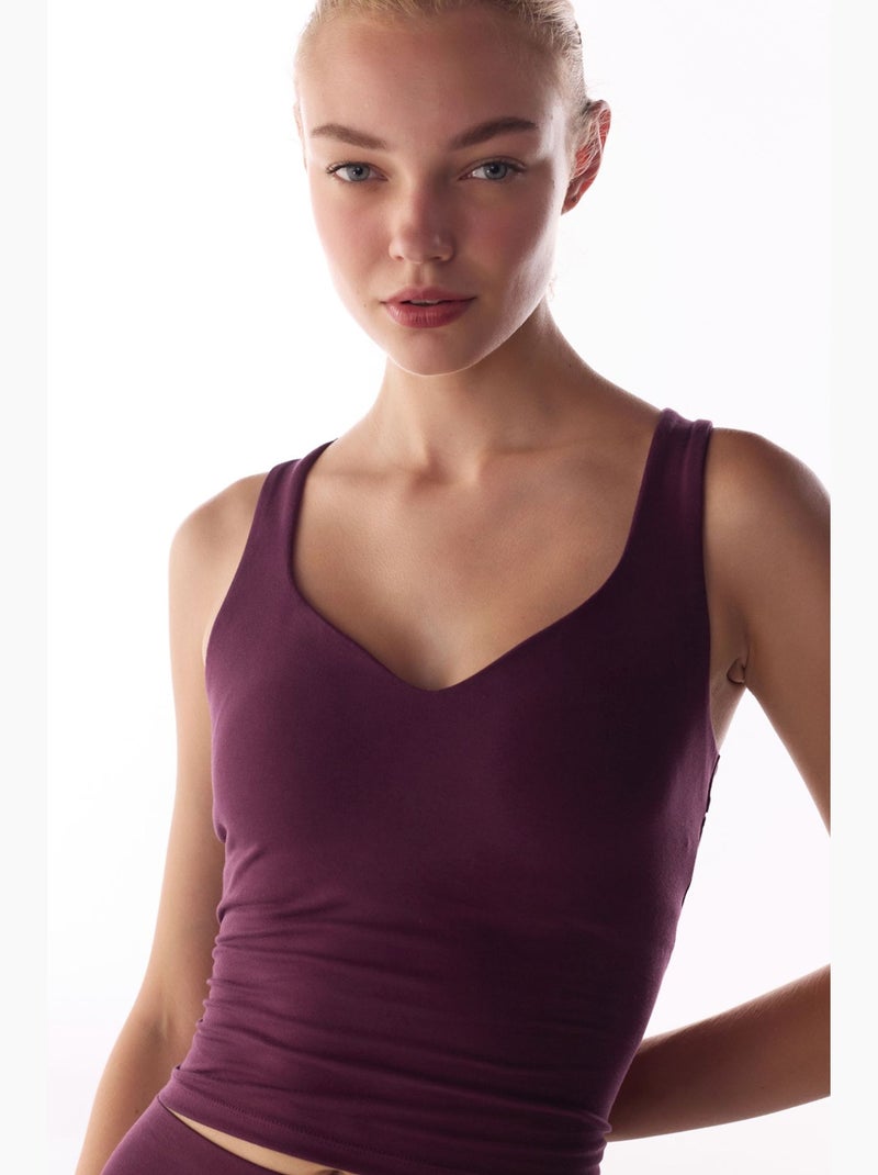Top femme à col froncé penti Violet - Kiabi