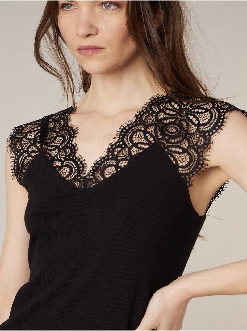 Top femme à dentelle 'Deeluxe' Noir - Kiabi
