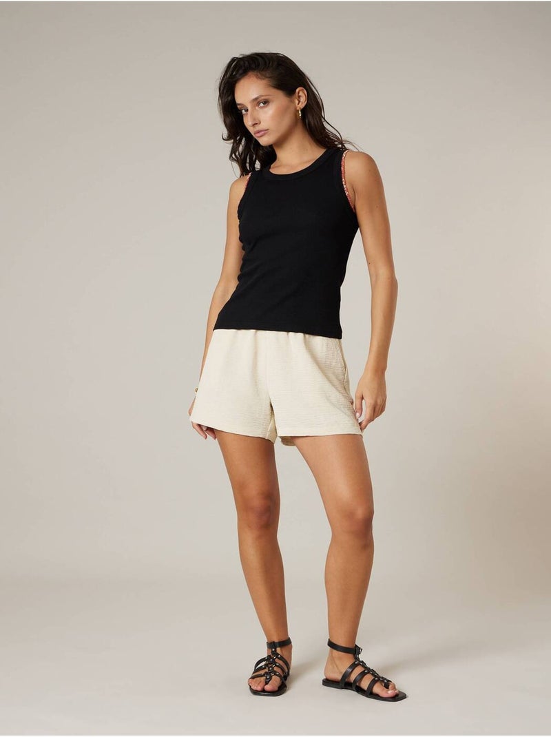 Top femme en coton 'Deeluxe' Noir - Kiabi