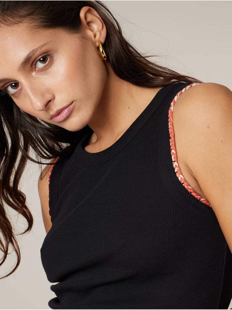 Top femme en coton 'Deeluxe' Noir - Kiabi