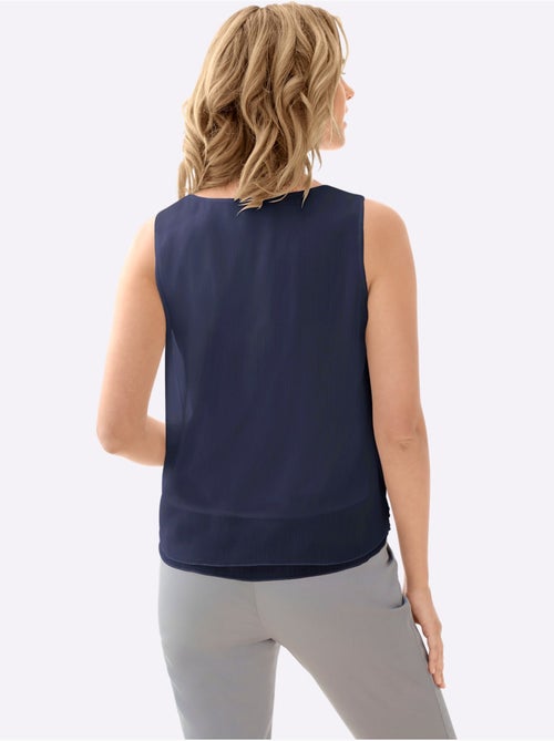 Top femme évasé avec encolure ronde plissée sans manches - Taille standard - Witt - Kiabi