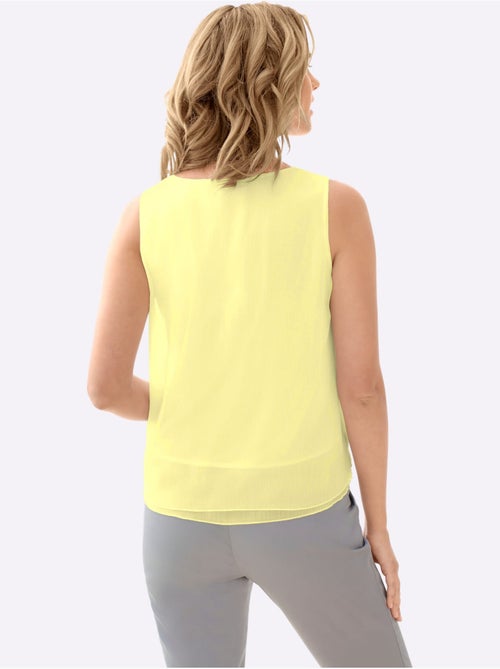 Top femme évasé avec encolure ronde plissée sans manches - Taille standard - Witt - Kiabi