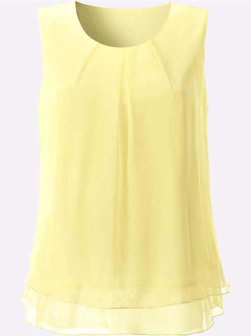 Top femme évasé avec encolure ronde plissée sans manches - Taille standard - Witt - Kiabi