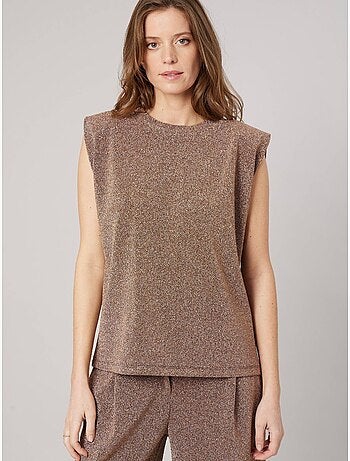 Top femme sans manches maille brillante 'deeluxe'