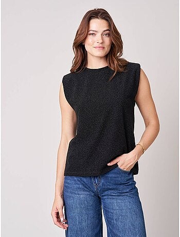 Top femme sans manches maille brillante 'deeluxe'