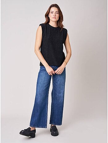 Top femme sans manches maille brillante 'deeluxe'
