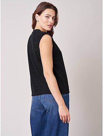 Top femme sans manches maille brillante 'deeluxe'