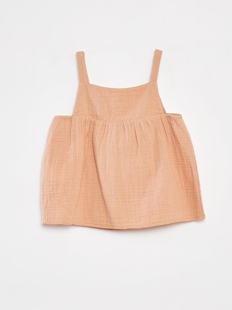 Top fines bretelles en gaze de coton BEIGE - Kiabi