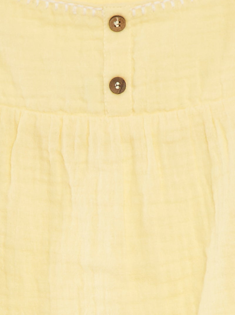Top fines bretelles en gaze de coton JAUNE - Kiabi