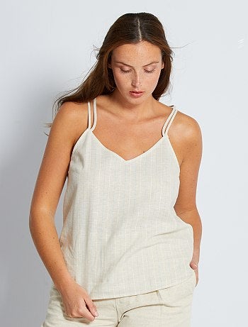 Top fines bretelles en lin et coton