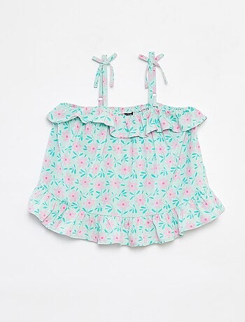 Top fines bretelles imprimé palmiers