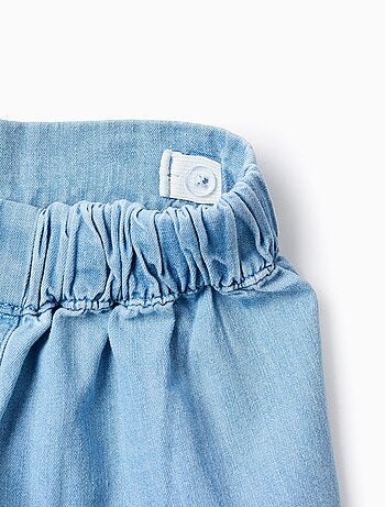 Top Floral + Short en Jean en Coton