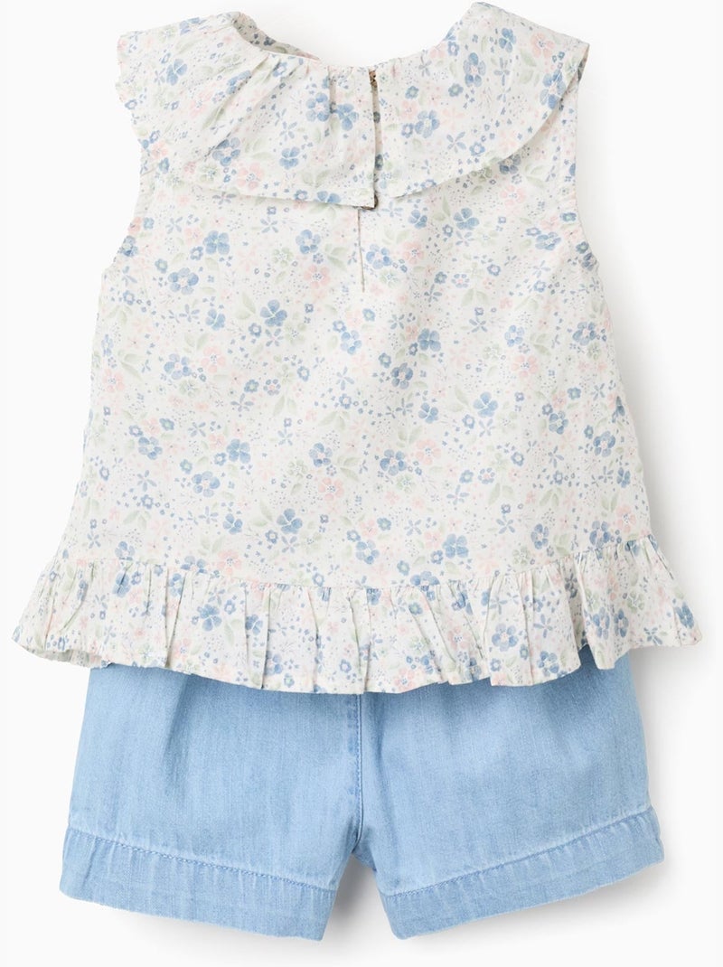 Top Floral + Short en Jean en Coton Beige clair - Kiabi