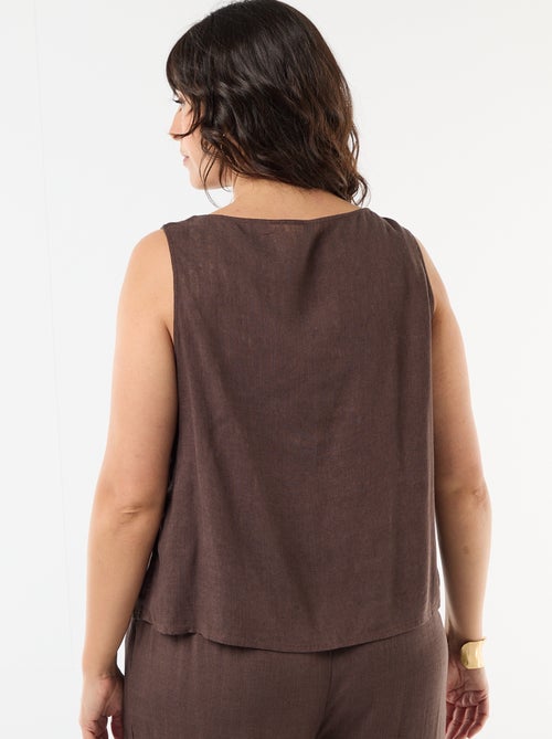 Top fluide en lin mélangé avec bijoux dorés - Kiabi