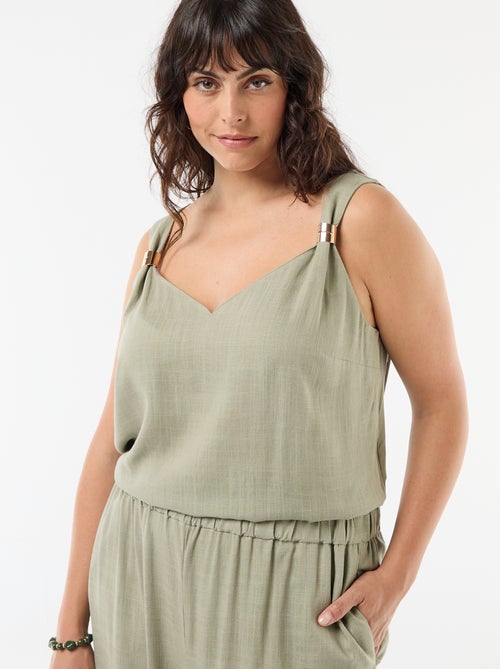 Top fluide en lin mélangé avec bijoux dorés - Kiabi