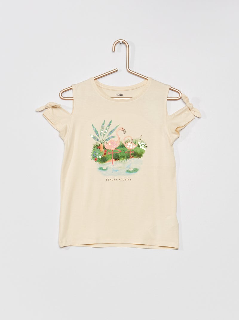 Top fluide esprit 'jungle' Beige/vert - Kiabi