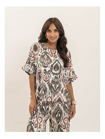 Top fluide manches courtes motifs FLORINE
