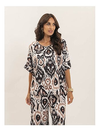 Top fluide manches courtes motifs FLORINE