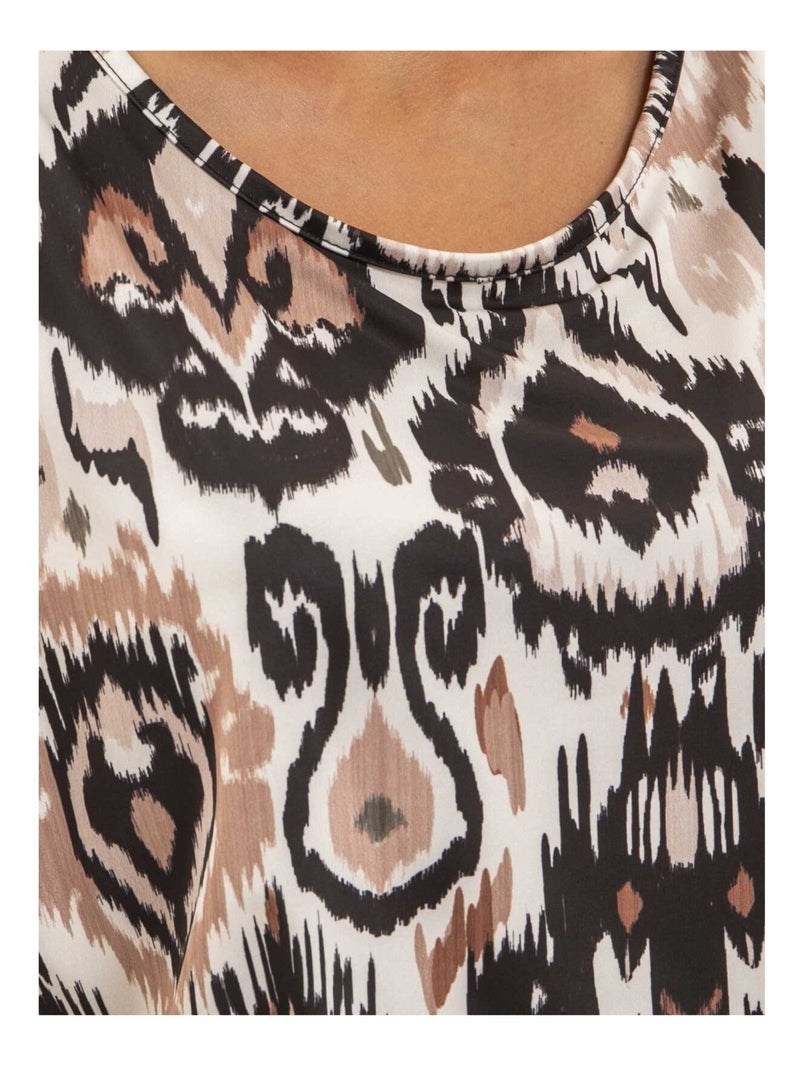 Top fluide manches courtes motifs FLORINE Noir - Kiabi