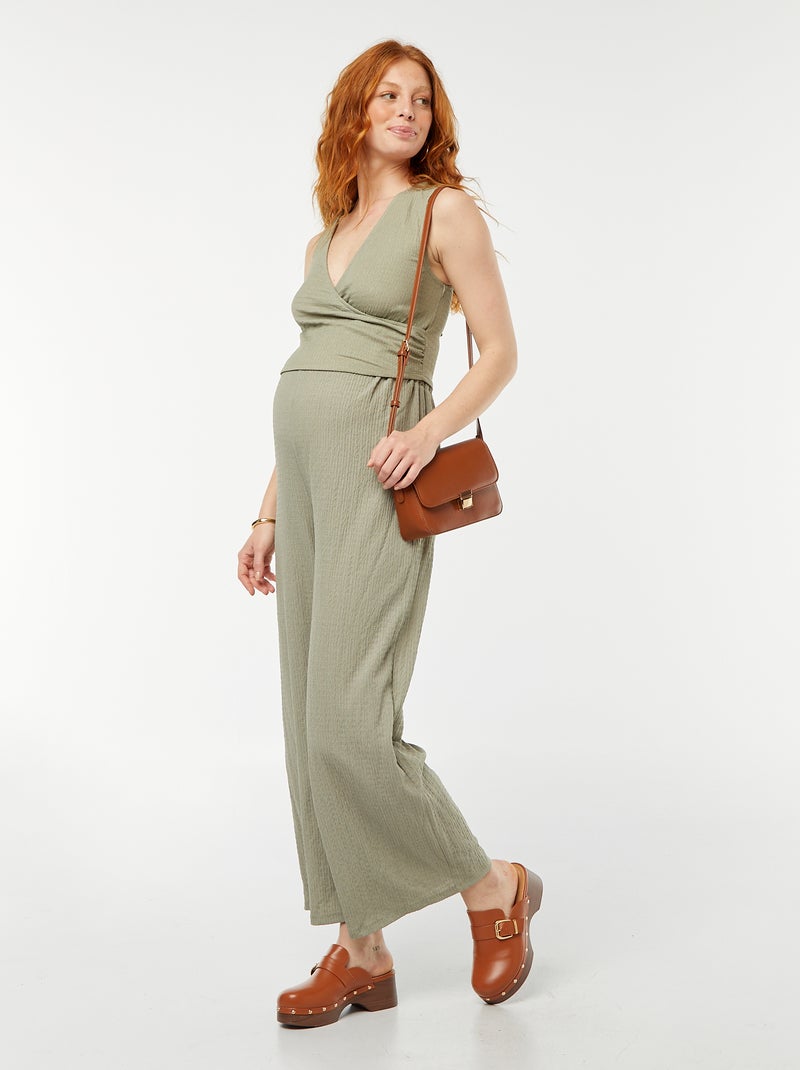 Top grossesse sans manches en maille crêpe Vert - Kiabi