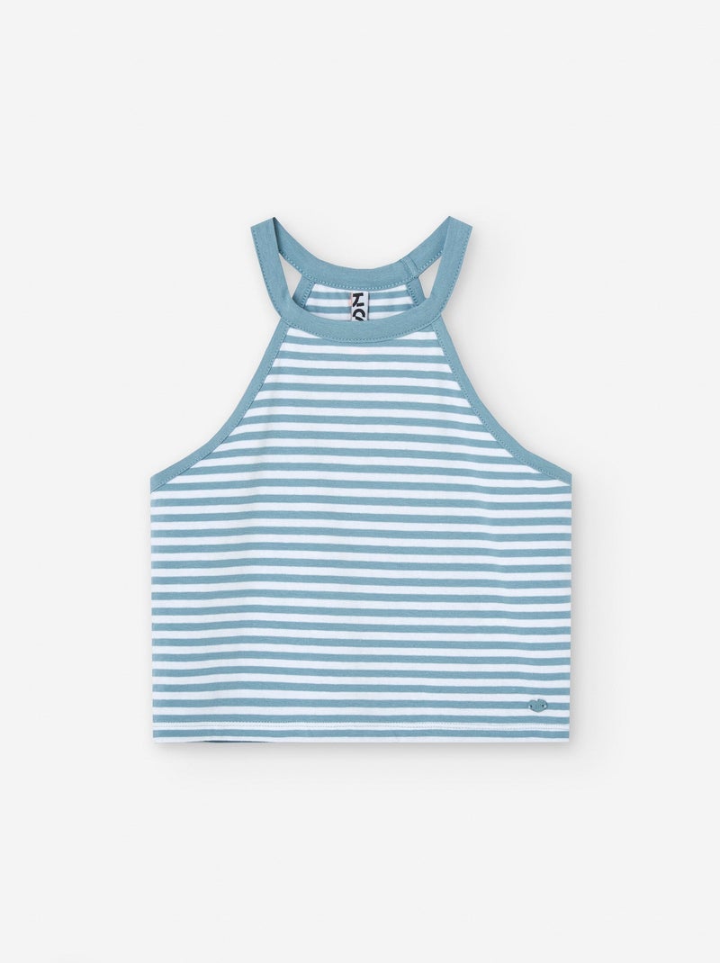Top Halter à Rayures Bleu clair - Kiabi