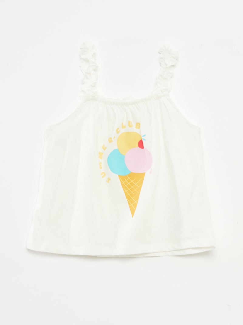 Top imprimé à bretelles volantées BEIGE - Kiabi