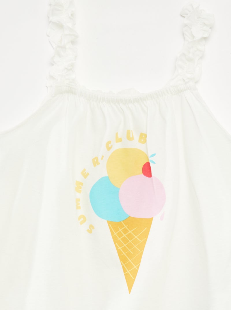 Top imprimé à bretelles volantées BEIGE - Kiabi