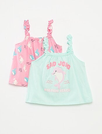 Top imprimé à bretelles volantées