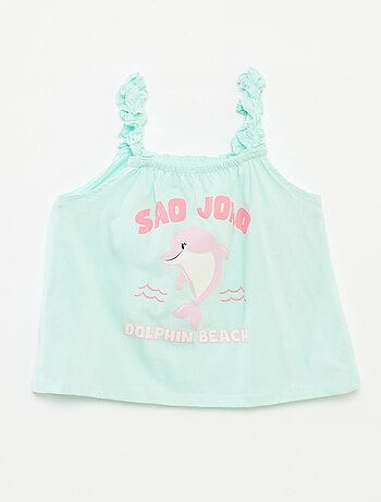 Top imprimé à bretelles volantées