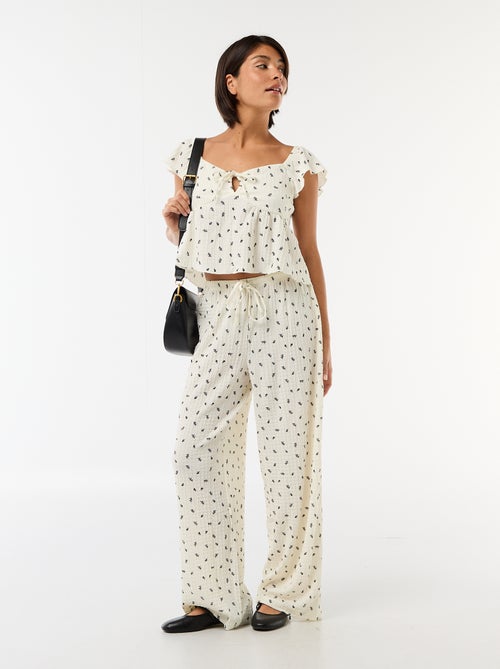 Top imprimé en maille crinkle - Kiabi