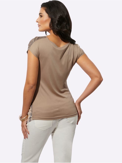 Top imprimé floral à col rond et mancherons modernes - Taille standard - Helline - Kiabi