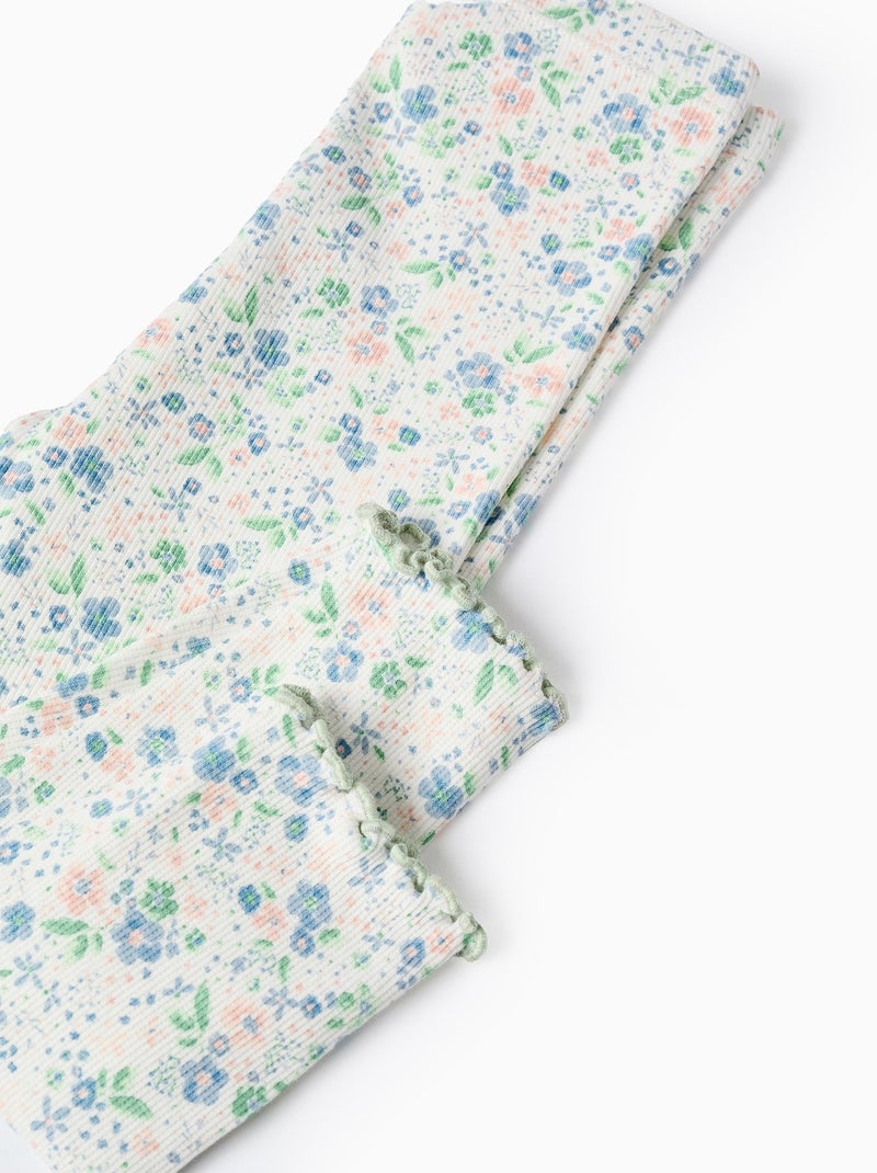 Top + Legging Côtelé Floral Vert clair - Kiabi