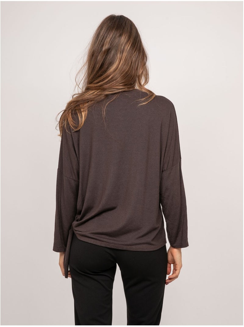Top maille fine lien à nouer fenella Marron - Kiabi