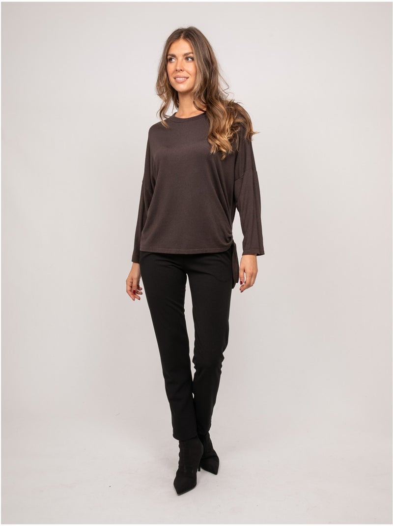 Top maille fine lien à nouer fenella Marron - Kiabi