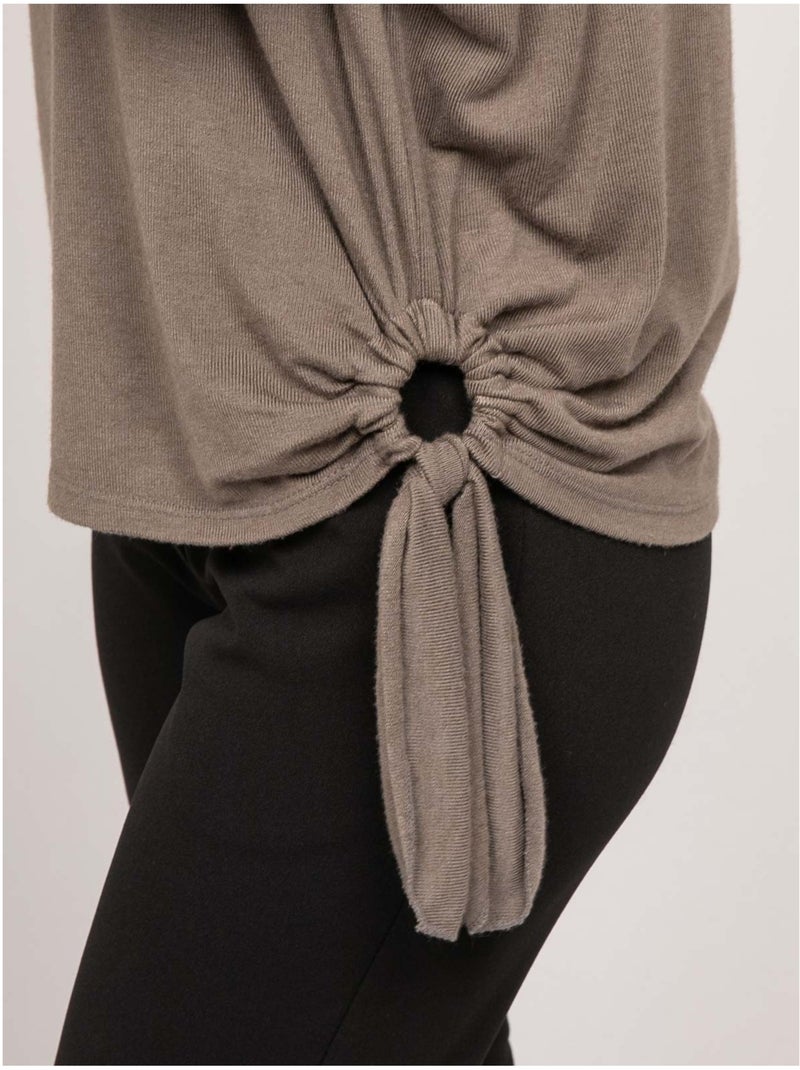 Top maille fine lien à nouer fenella Taupe - Kiabi