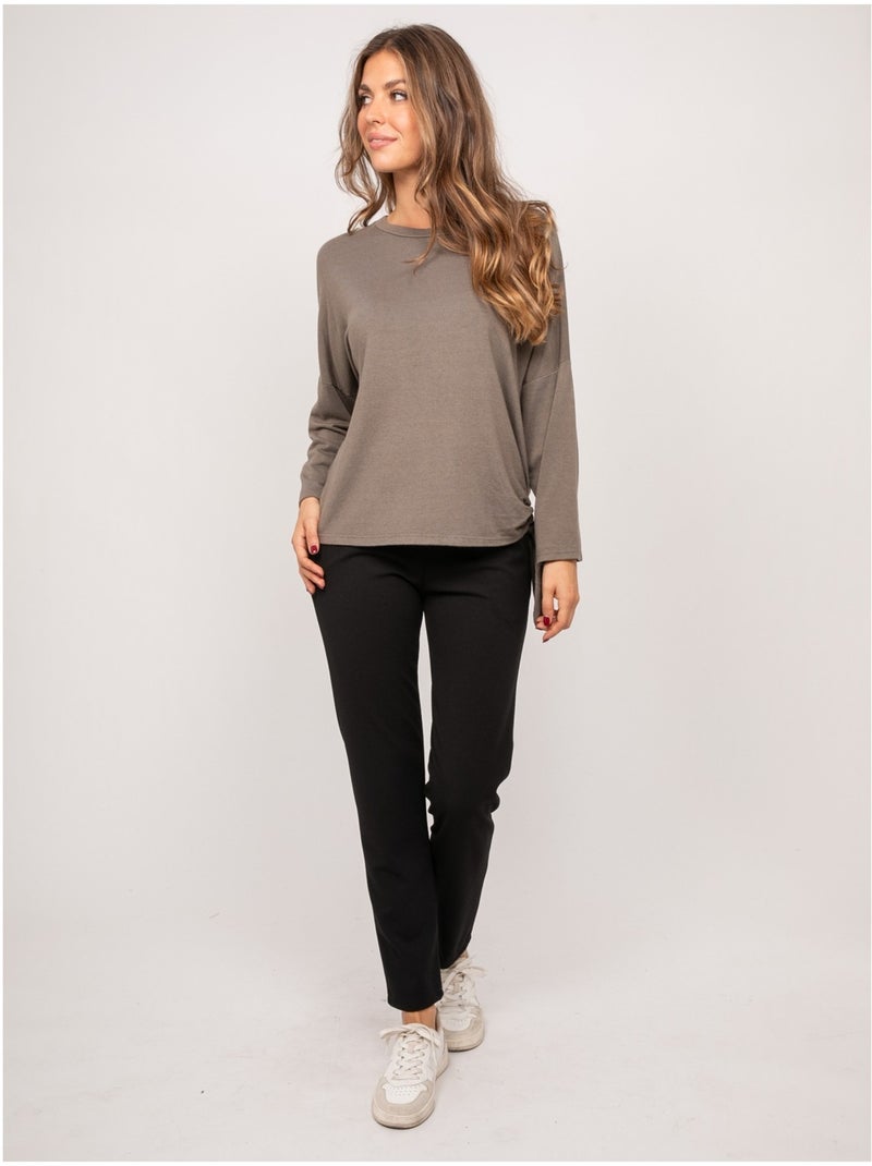 Top maille fine lien à nouer fenella Taupe - Kiabi