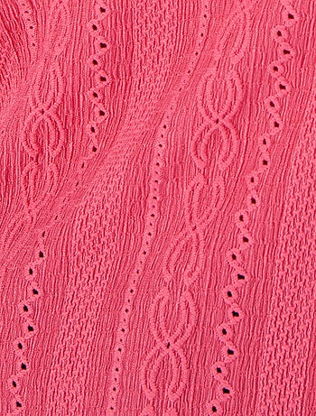 Top maille jacquard stretch ajourée et brodée - Damart