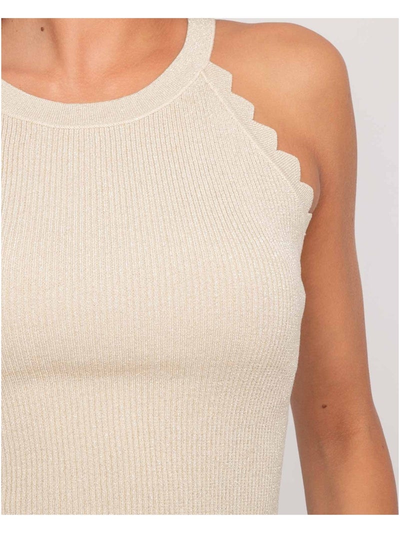 Top maille lurex FARMINI Beige - Kiabi