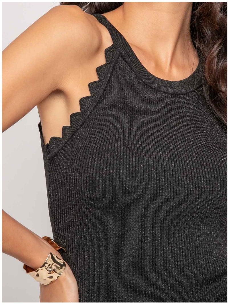 Top maille lurex FARMINI Noir - Kiabi