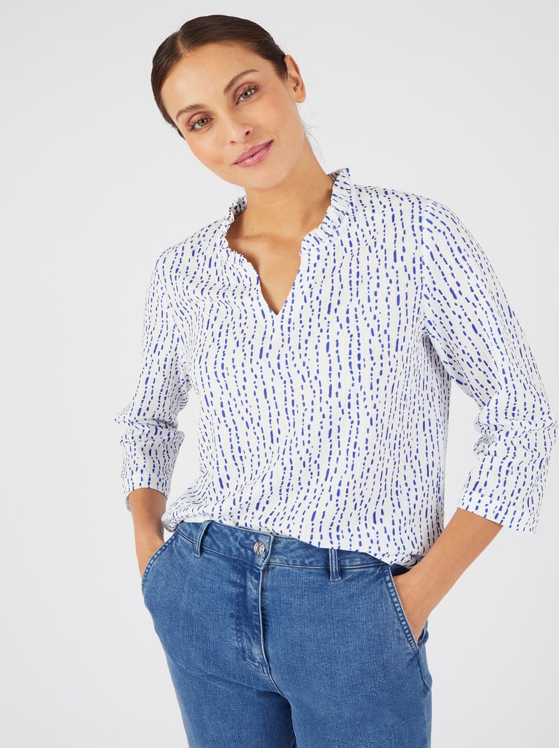 Top maille reliéfée imprimée - Damart Blanc - Kiabi