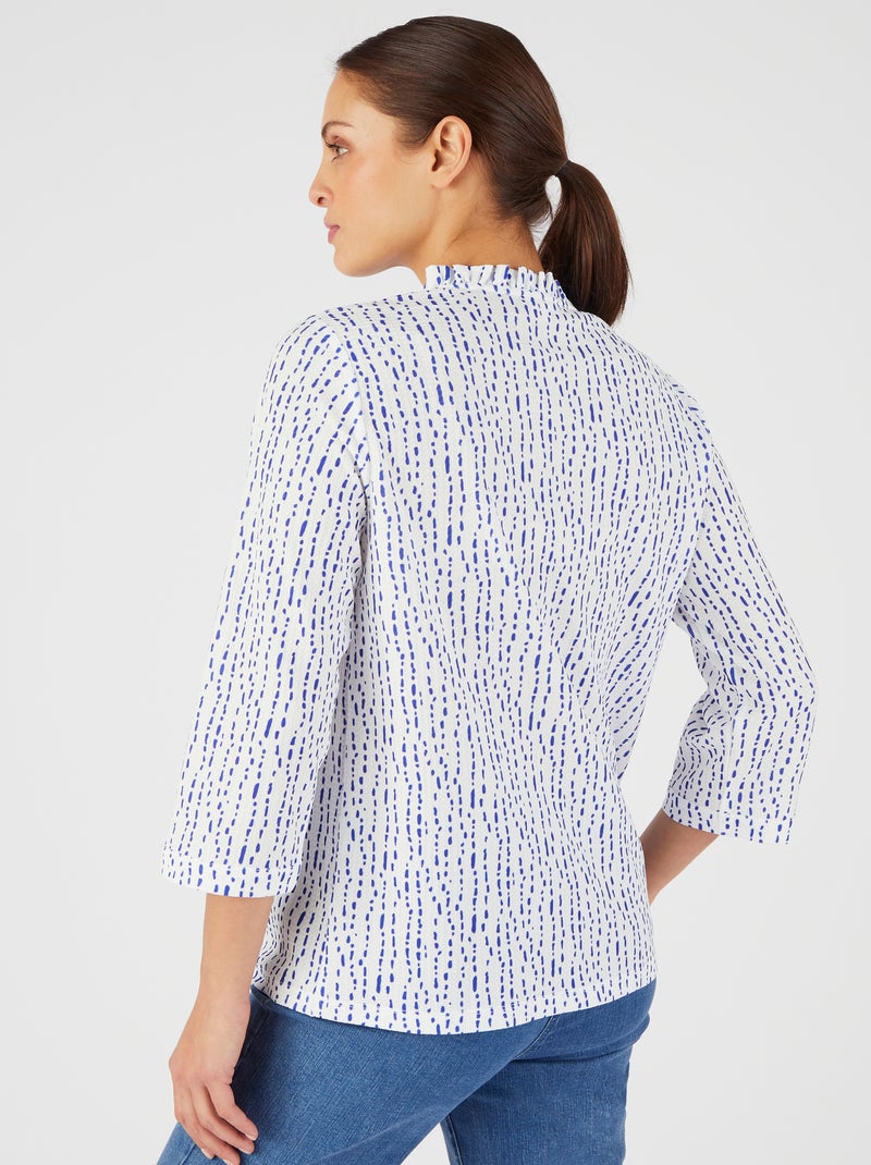 Top maille reliéfée imprimée - Damart Blanc - Kiabi