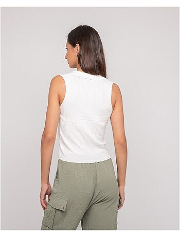 Top maille sans manches col polo FOXIE