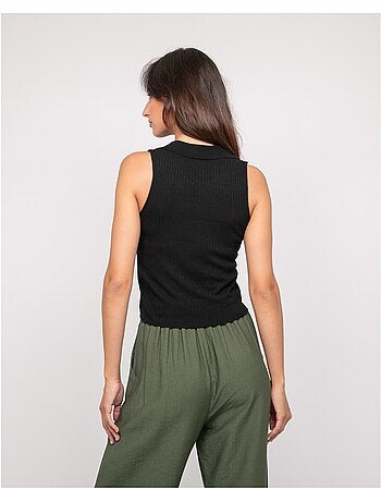Top maille sans manches col polo FOXIE