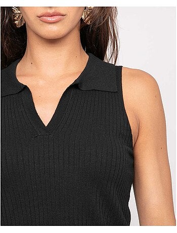 Top maille sans manches col polo FOXIE