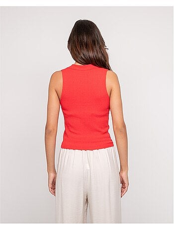 Top maille sans manches col polo FOXIE